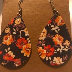 Leather Tear Drop Earrings